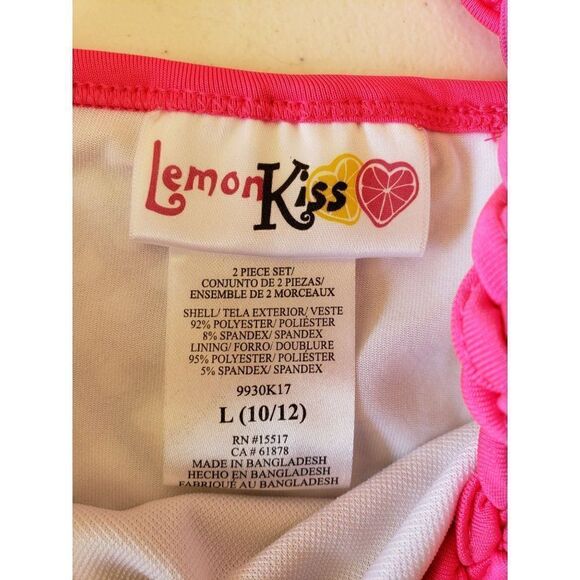 Girls Tankini Criss Cross Halter Ruffle Pink Gold Scallops Swim Top Large NWT - Picture 5 of 9